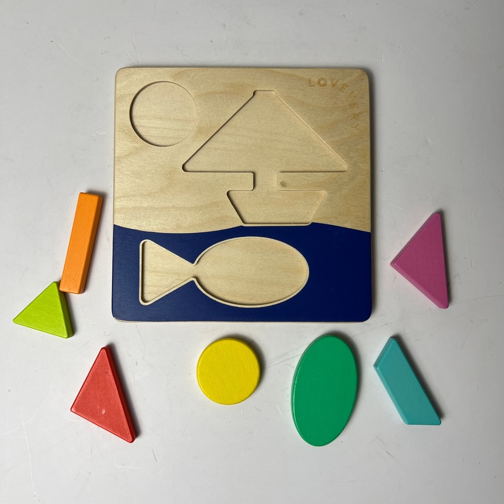 Lovevery Wooden Shape Puzzle Toddler Multicolor Geometric Montessori Toy
